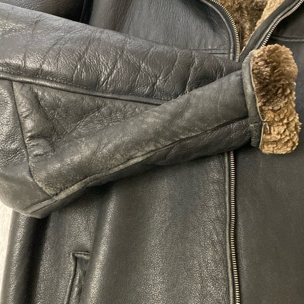 Real Shearling Vintage Aviator Jacket XL - Picture 10 of 15